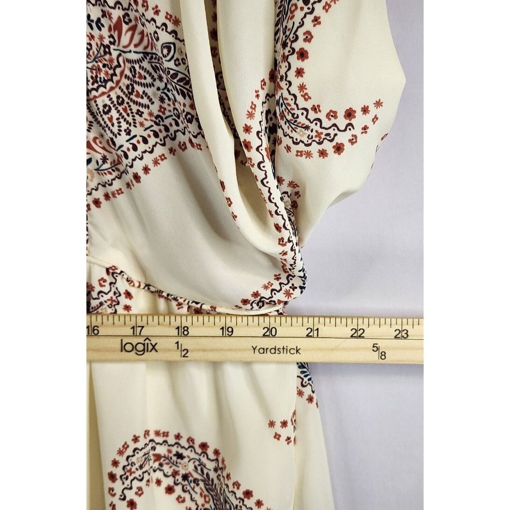 Cal Style Dress Womens Large Cream Paisley Print Balloon Sleeve Tunic Mini - Picture 4 of 13